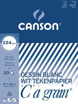 Canson tekenblok C &agrave; grain 224 g/m&sup2;, ft 27 x 36 cm