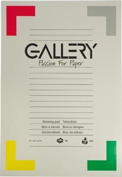 Gallery tekenblok, houtvrij papier, 120 g/m&sup2;,ft 29,7 x 42 cm (A3), blok van 24 vel