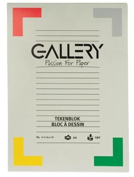 Gallery tekenblok ft 21 x 29,7 cm (A4), extra zwaar houtvrij papier, 190 g/m&sup2;, blok van 20 vel