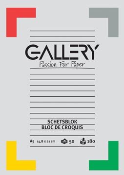 Gallery schetsblok, ft 14,8 x 21 cm (A5), 180  g/m&sup2;, blok van 50 vel