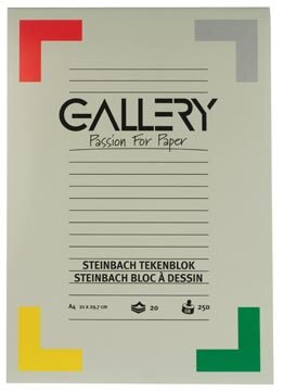 Gallery Steinbach tekenblok, gekorreld, ft 21 x 29,7 cm (A4), 250 g/m&sup2;, blok van 20 vel