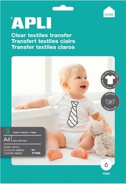Apli T-shirt Transfer Paper voor licht of wit textiel, pak met 3 vellen