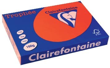 Clairefontaine Troph&eacute;e Intens, gekleurd papier, A3, 160 g, 250 vel, koraalrood