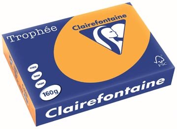 Clairefontaine Troph&eacute;e Pastel, gekleurd papier, A4, 160 g, 250 vel, oranje