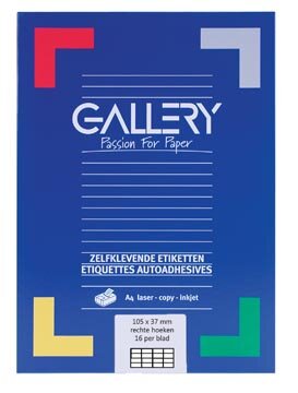 Gallery witte etiketten ft 105 x 37 mm (b x h), rechte hoeken, doos van 1.600 etiketten