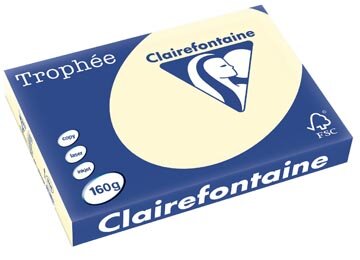 Clairefontaine Troph&eacute;e Pastel, gekleurd papier, A3, 160 g, 250 vel, cr&egrave;me
