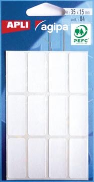 Agipa witte etiketten in etui ft 15 x 35 mm (b x h), 84 stuks, 12 per blad