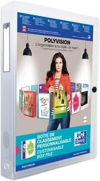 OXFORD Polyvision personaliseerbare elastobox, formaat A4, uit PP, rug van 4 cm, transparant