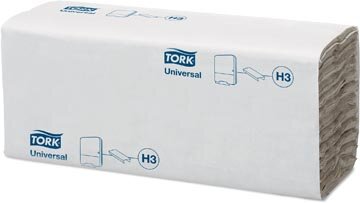 Tork Universal papieren handdoeken, 1-laags, 192 vellen, systeem H3, wit, pak van 24 stuks
