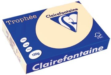 Clairefontaine Troph&eacute;e Pastel, gekleurd papier, A4, 120 g, 250 vel, cr&egrave;me