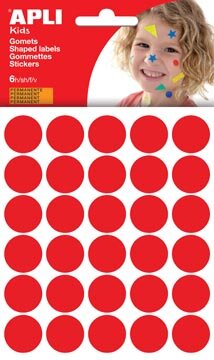 Apli Kids stickers, cirkel diameter 20 mm, blister met 180 stuks, rood