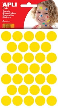 Apli Kids stickers, cirkel diameter 20 mm, blister met 180 stuks, geel