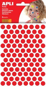 Apli Kids stickers, cirkel diameter 10,5 mm, blister met 528 stuks, rood