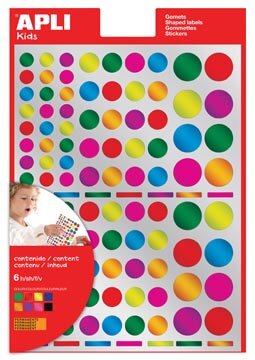 Apli Kids stickers, cirkel, blister met 624 stuks in geassorteerde metallic kleuren en groottes