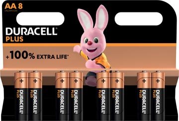 Duracell batterij Plus 100% AA, blister van 8 stuks