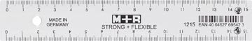 M+R Strong &amp; Flexibel lat, met schaalverdeling voor recht- en linkshandigen, 30 cm, transparant