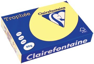 Clairefontaine Troph&eacute;e gekleurd papier, A4, 80 g, 500 vel, citroengeel