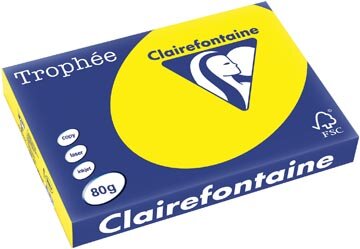 Clairefontaine Troph&eacute;e Intens, gekleurd papier, A3, 80 g, 500 vel, zonnegeel