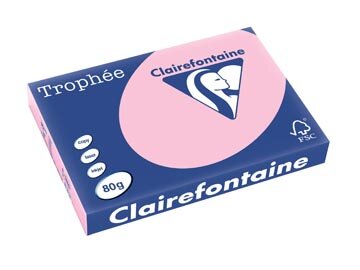 Clairefontaine Troph&eacute;e Pastel, gekleurd papier, A3, 80 g, 500 vel, roze