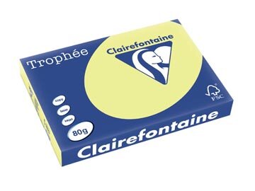 Clairefontaine Troph&eacute;e Pastel, gekleurd papier, A3, 80 g, 500 vel, citroengeel