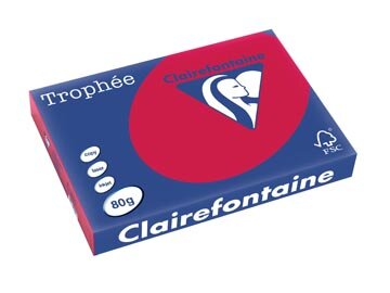 Clairefontaine Troph&eacute;e Intens, gekleurd papier, A3, 80 g, 500 vel, kersenrood