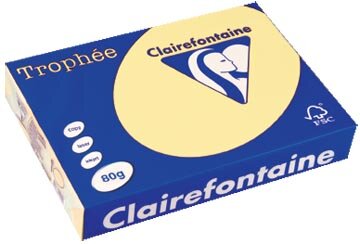 Clairefontaine Troph&eacute;e gekleurd papier, A4, 80 g, 500 vel, kanariegeel