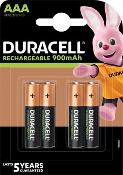 Duracell oplaadbare batterijen Recharge Ultra AAA, blister van 4 stuks