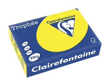 Clairefontaine Troph&eacute;e Intens, gekleurd papier, A4, 210 g, 250 vel, zonnegeel