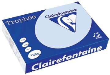 Clairefontaine Troph&eacute;e Pastel, gekleurd papier, A4, 160 g, 250 vel, azuurblauw