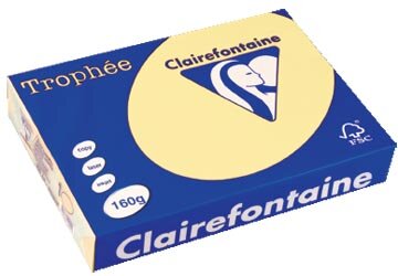 Clairefontaine Troph&eacute;e Pastel, gekleurd papier, A4, 160 g, 250 vel, kanariegeel