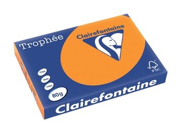 Clairefontaine Troph&eacute;e Pastel, gekleurd papier, A3, 80 g, 500 vel, fluo oranje
