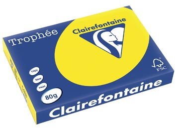 Clairefontaine Troph&eacute;e Pastel, gekleurd papier, A3, 80 g, 500 vel, fluogeel