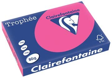 Clairefontaine Troph&eacute;e Pastel, gekleurd papier, A3, 80 g, 500 vel, fluo roze