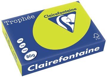 Clairefontaine Troph&eacute;e Intens, gekleurd papier, A4, 80 g, 500 vel, fluo groen