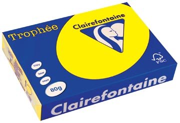 Clairefontaine Troph&eacute;e Intens, gekleurd papier, A4, 80 g, 500 vel, fluogeel