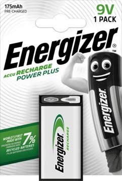 Energizer herlaadbare batterijen Power Plus 9V/HR22/175, op blister