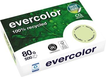 Clairefontaine Evercolor, gekleurd gerecycleerd papier, A4, 80 g, 500 vel, lichtgroen