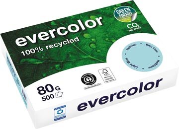 Clairefontaine Evercolor, gekleurd gerecycleerd papier, A4, 80 g, 500 vel, helblauw