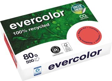 Clairefontaine Evercolor, gekleurd gerecycleerd papier, A4, 80 g, 500 vel, framboos