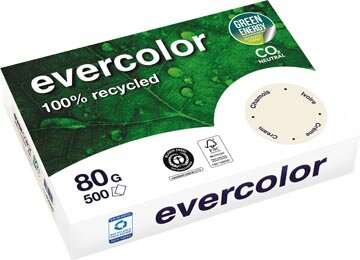 Clairefontaine Evercolor, gekleurd gerecycleerd papier, A4, 80 g, 500 vel, ivoor