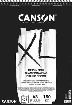 Canson tekenblok XL 150g/m&sup2; ft A3, 40 vel, zwart