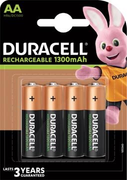 Duracell oplaadbare batterijen Recharge Plus AA, blister van 4 stuks