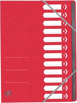 Elba Oxford Top File+ sorteermap, 12 vakken, met elastosluiting, rood