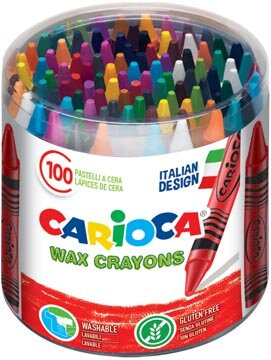 Carioca waskrijt Wax, plastic pot met 100 stuks in geassorteerde kleuren