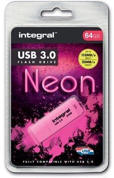 Integral Neon USB 3.0 stick, 64 GB, roze