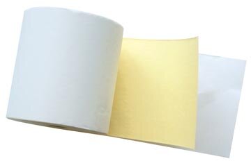 Duplorol 2 lagen ft 76 mm, diameter +-65 mm, asgat 12 mm, lengte 25 meter, kleur wit-geel