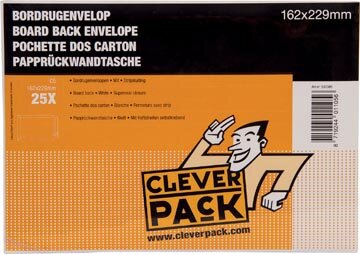 Cleverpack bordrugenveloppen, ft 162 x 229 mm, met stripsluiting, wit, pak van 25 stuks