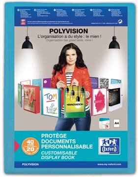 OXFORD Polyvision personaliseerbare presentatiealbum, formaat A4, uit PP, 20 tassen, blauw