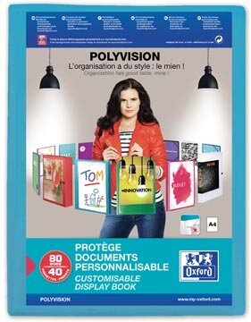 OXFORD Polyvision personaliseerbare presentatiealbum, formaat A4, uit PP, 40 tassen, blauw