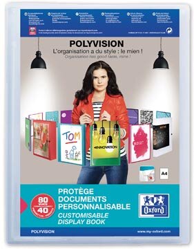 OXFORD Polyvision personaliseerbare presentatiealbum, formaat A4, uit PP, 40 tassen, transparant